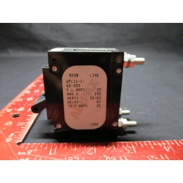 Applied Materials 0680-01029 Airpax UPL111-1-66-203 CIRCUIT BREAKER 20A 3P