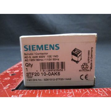Applied Materials 1200-01134 Siemens 3TF2010-0AK6 SWITCH CONTACTOR 16A 120VAC