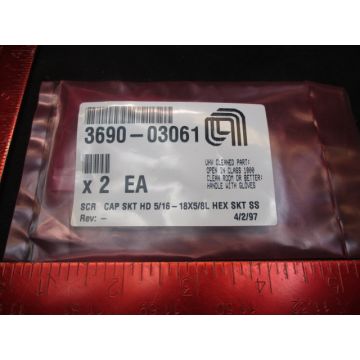 Applied Materials (AMAT) 3690-03061 SCR CAP SKT HD 5/16-18X5/8L HEX SKT SS (2PAC