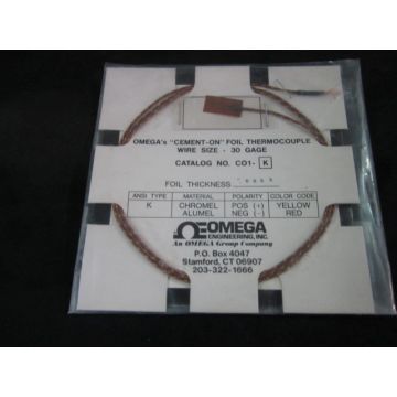 OMEGA C01-K CEMENT-ON FOIL THERMOCOUPLE WIRE SIZE - 30 GAGE