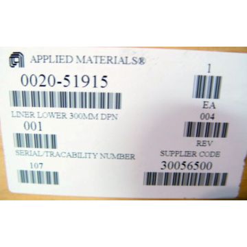 Applied Materials AMAT 0020-51915 LINER DPN LOWER LH