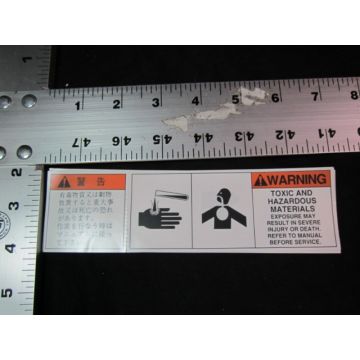 Applied Materials AMAT 0060-09185 LABEL WARNING TOXIC GAS