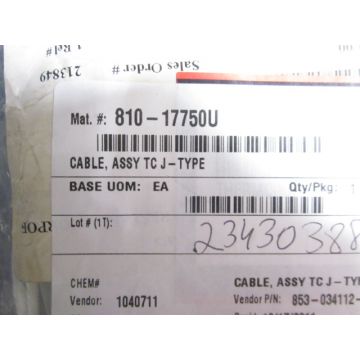 Lam Research LAM 853-034112-001 CABLE ASSY TC J-TYPE