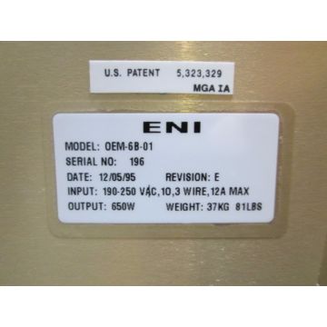 ENI 6B-01 ENI OEM 6B-01 RF GENERATOR