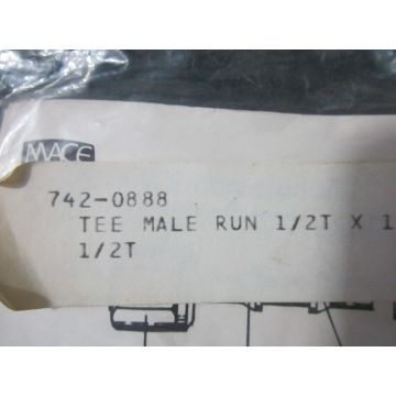MACE 742-0888 Tee Male Run 12T X 12 MPT X 12T Fitting PFA MRun Tee 12T X 12NPT FLA