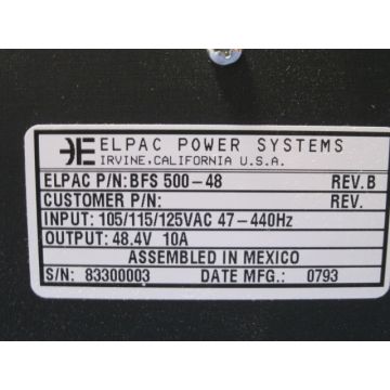 ELPAC BFS500-48 POWER SUPPLY 48V10A
