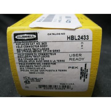 HUBBELL HBL2433 HBL CONNECTOR BODY 20A 480V 3P 4W TL