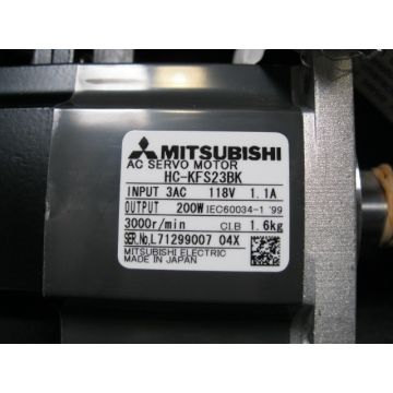 MITSUBISHI HC-KFS23BK MOTOR AC SERVO 200W