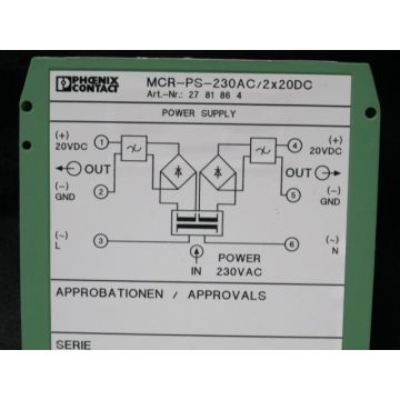 PHOENIX CONTACT MCR-PS-230AC POWER SUPPLY 2 X 20VDC REP