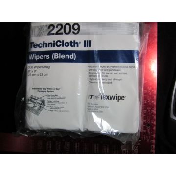 ITW TX2209 300 WIPERSBAG 9X9 HYDROENTANGLED POLYESTERCELLULOSE BLEND CLEANROOM PACKAGED