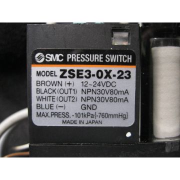 SMC ZSE3-0X-23 SWITCH PRESSURE PNP EJECTOR 6700 BROWN 1224VDC MAX PRESS -101kPa-760mmHg
