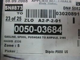 Applied Materials (AMAT) 0050-03684 Gasline, Spool, Pushgas to Ampule, 2195