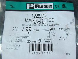 PANDUIT PLMM-M0 3 7/8 / 99mm, Marker Ties, Black Weather Resistant Nylon, Pack o