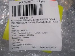 SCP 00046488-00 ARM, WAFER COMB 8\" STANDARD CARRIER