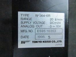 TOKYO KEISO W-364-6R Flowmeter SS Range: 20 l/min, Supply Voltage: DC +-12V, Alo