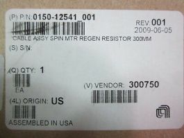 Applied Materials (AMAT) 0150-12541 Cable Assembly Spin MTR REGEN Resistor 300MM
