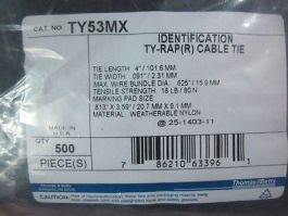 Thomas & Betts TY53MX Identification TY-RAP(R) Cable Tie, Tie Length: 4" 101.6