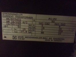 MWB Z-68-887 TRANSFORMER CURRENT S-N 85-833432 MWB