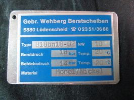 Gehr. Wehberg B18bn18-02 DISC RUPTURE WITH SHIELD 18MM 18BAR DRUV