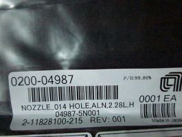 Applied Materials (AMAT) 0200-04987 Nozzle,. 014 Hole, Aluminum , 2.28L, H