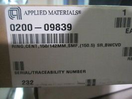 Applied Materials (AMAT) 0200-09839 Ring, Cent, 150/142MM, SNF, (150.5) SR, BWCV