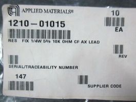 Applied Materials (AMAT) 1210-01015 Resistor  FIX 1/4W 5% 10K OHM CF AX LEAD, Pa