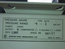 Details about   NAGANO KEIKI GC72-223 Pressure Sensor Switch Gauge GC72 Type 24VDC Power