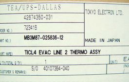 TEL MB3M87-025836-12 ASSY, THERMO TICL4 EVAC LINE 2