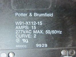 POTTER & BRUMFIELD W91-X112-15 AMPS: 15, 277VAC Maximum: 50/60Hz