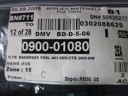 AMAT 0900-01080 Filter Bandpass VSBL 441.5NM-CTR 2NM-HW 12.5MM DIA
