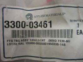 Applied Materials (AMAT) 3300-03461 FTG TBG ASSY 1/8WLDMNT .069ID FEM-NU 2.